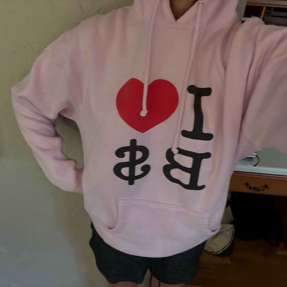 Pink Hoodie with Heart Graphic